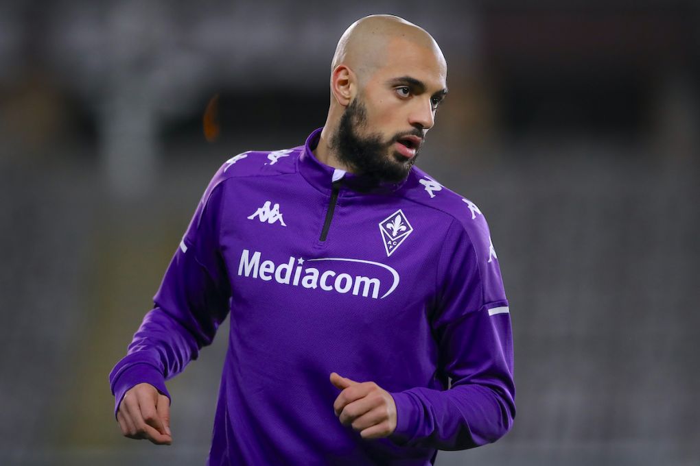 TURIN, ITALY - JANUARY 29: Sofyan Amrabat of ACF Fiorentina during the warm up prior to the Serie A match between Torino FC and ACF Fiorentina at Stadio Olimpico di Torino on January 29, 2021 in Turin, Italy. (Photo by Jonathan Moscrop/Getty Images)