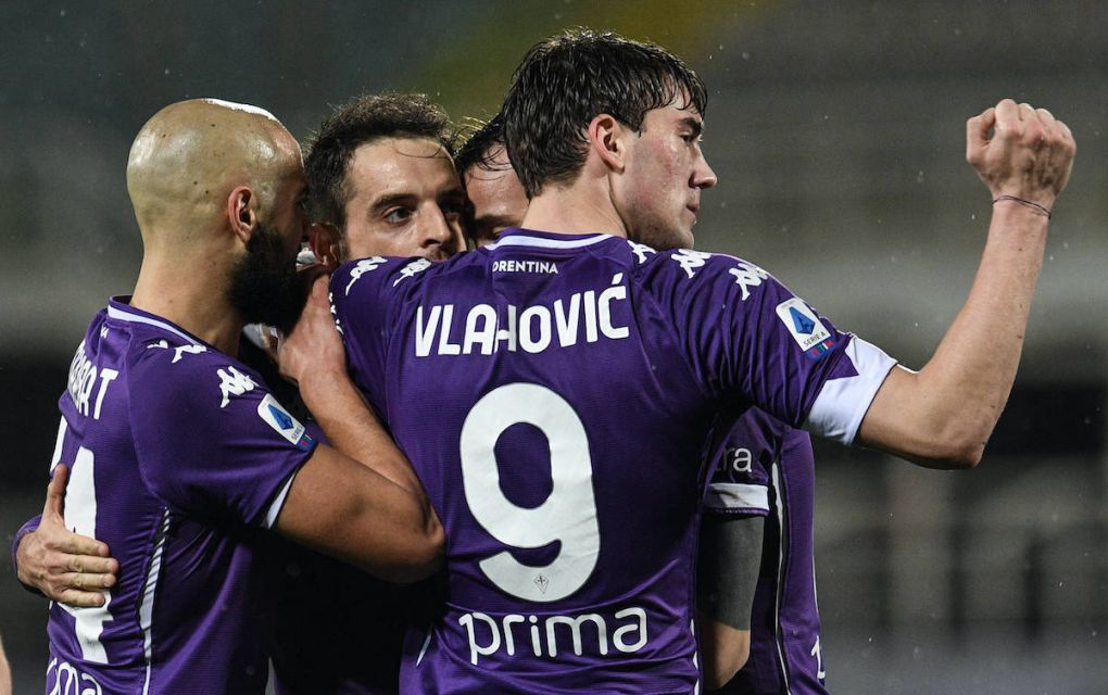 Firenze 23/01/2021 - campionato di calcio serie A / Fiorentina-Crotone / foto Image nella foto: esultanza gol Dusan Vlahovic PUBLICATIONxNOTxINxITA