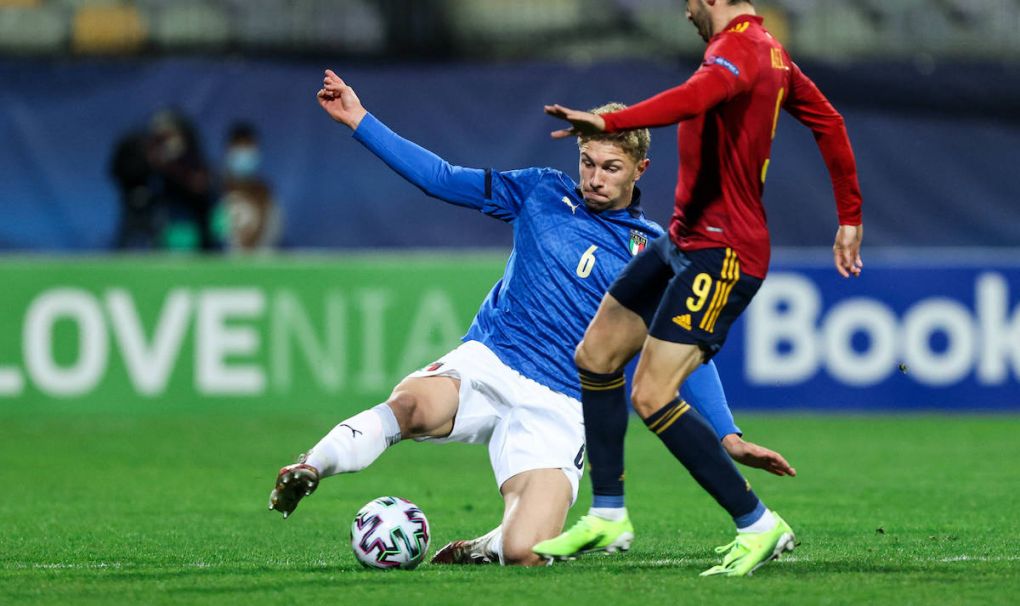 MARIBOR, SLOVENIA - MARCH 27: Matteo Lovato of Italy vs Abel Ruiz of Spain during the 2021 UEFA European Under-21 Championship Group B match between Spain and Italy at Stadion Ljudski vrt on March 27, 2021 in Maribor, Slovenia. Photo by Vid Ponikvar/Sportida/MB Media SPO, SOC, FOI PUBLICATIONxINxGERxSUIxAUTxONLY Copyright: xSportida/MBxMediax