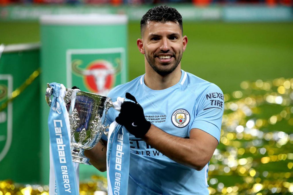 Sergio Aguero File Photo File photo dated 25-02-2018 of Manchester City s Sergio Aguero celebrates with the trophy during the Carabao Cup Final at Wembley Stadium, London. Issue date: Tuesday March 30, 2021. FILE PHOTO EDITORIAL USE ONLY No use with unauthorised audio, video, data, fixture lists, club/league logos or live services. Online in-match use limited to 75 images, no video emulation. No use in betting, games or single club/league/player publicat... PUBLICATIONxINxGERxSUIxAUTxONLY Copyright: xNickxPottsx 58898371
