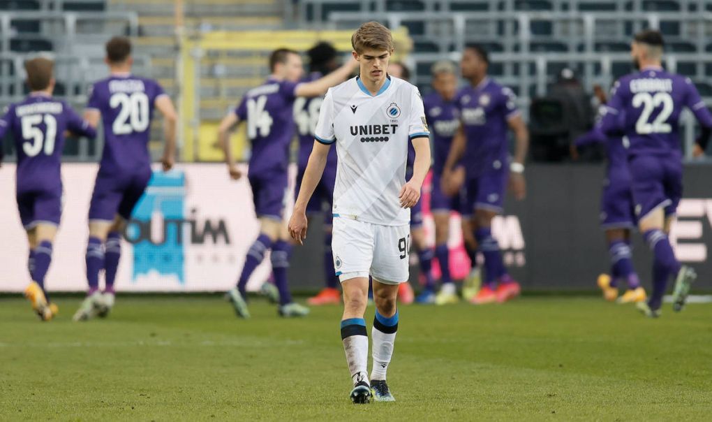 Club s Charles De Ketelaere looks dejected during a soccer match between RSC Anderlecht and Club Brugge KV, Sunday 11 April 2021 in Brussels, on day 33 of the Jupiler Pro League first division of the Belgian championship. BRUNOxFAHY PUBLICATIONxINxGERxSUIxAUTxONLY x2691459x