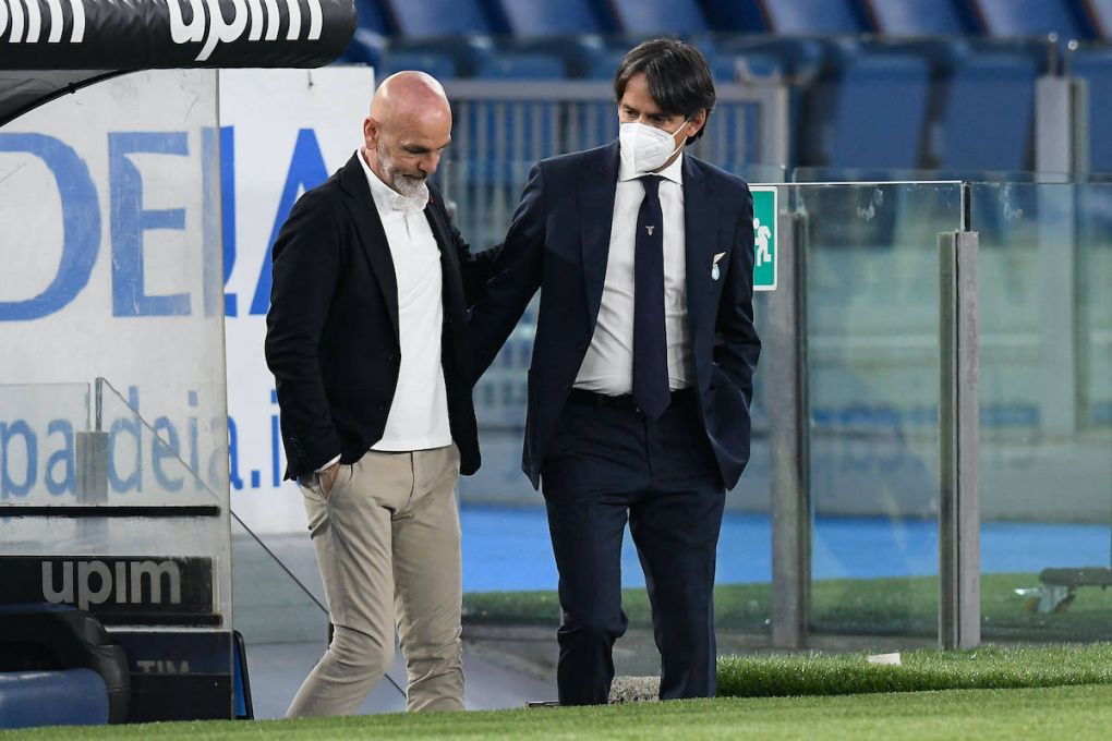 IPP20210426 Football - soccer: Serie A, Lazio Rom - AC Mailand, Stefano Pioli Allenatore del Milan e Simone Inzaghi allenatore della Lazio Verwendung nur in Deutschland - GERMANY ONLY *** IPP20210426 Football soccer Serie A, Lazio Rom AC Milan, Stefano Pioli Allenatore del Milan e Simone Inzaghi allenatore della Lazio Use only in Germany GERMANY ONLY PUBLICATIONxINxGERxONLY