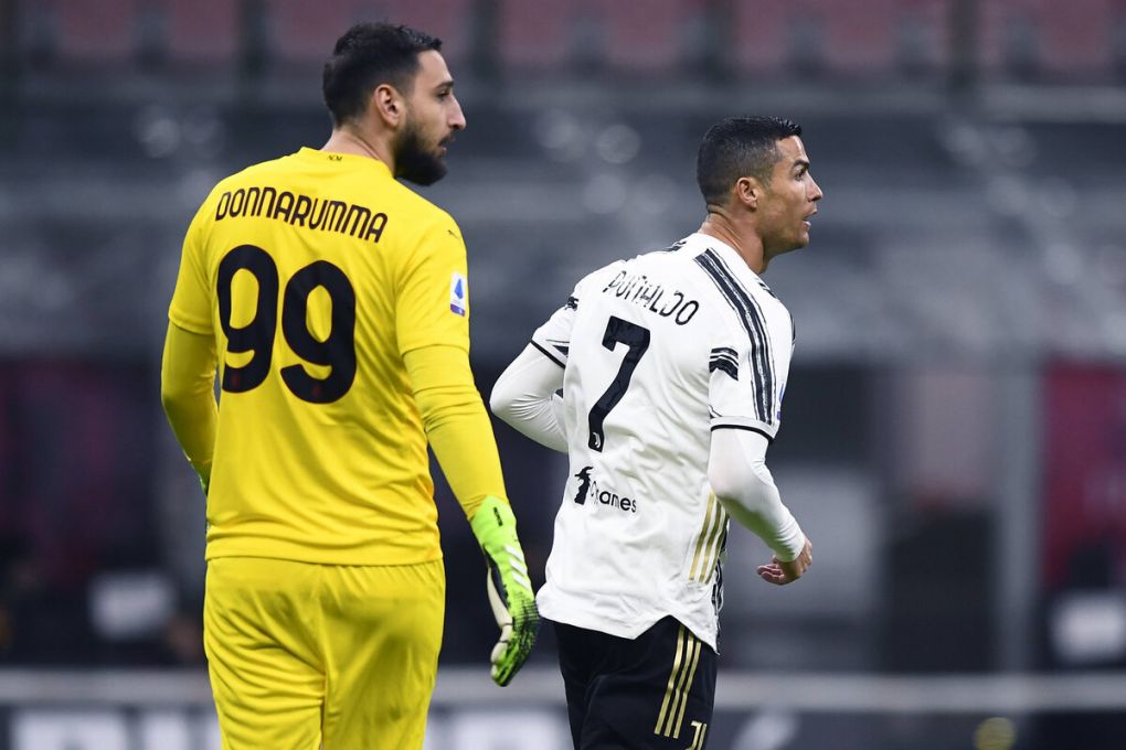 Milano 06/01/2021 - campionato di calcio serie A / Milan-Juventus / foto Image nella foto: Cristiano Ronaldo-Gianluigi Donnarumma PUBLICATIONxNOTxINxITA