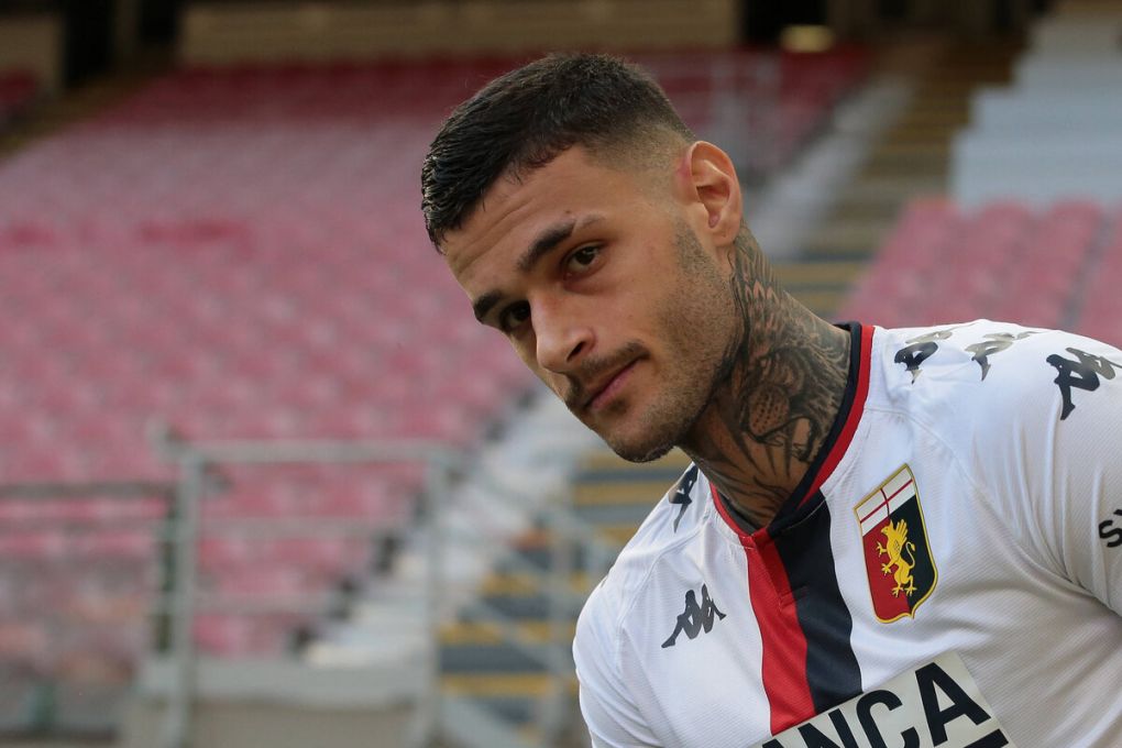 Gianluca Scamacca of Genoa CFC during the Serie A match at Giuseppe Meazza, Milan. Picture date: 28th February 2021. Picture credit should read: Jonathan Moscrop/Sportimage PUBLICATIONxNOTxINxUK SPI-0926-0078