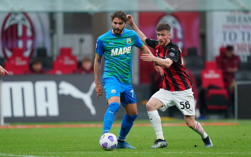Photo LaPresse - Spada April 21 , 2021 Milan Italy Soccer A.C. Milan- Season 2020-2021 - Serie A Milan vs Sassuolo In the pic: Alexis Saelemaekers PUBLICATIONxNOTxINxITAxFRAxCHN Copyright: xSpada/LaPressex
