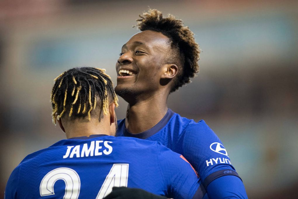 Barnsley v Chelsea FA Cup Tammy Abraham of Chelsea right celebrates after scoring his team s 1st goal to make it 1-0 during the FA Cup match at Oakwell, Barnsley PUBLICATIONxNOTxINxUKxCHN Copyright: xRussellxHartx FIL-15146-0020