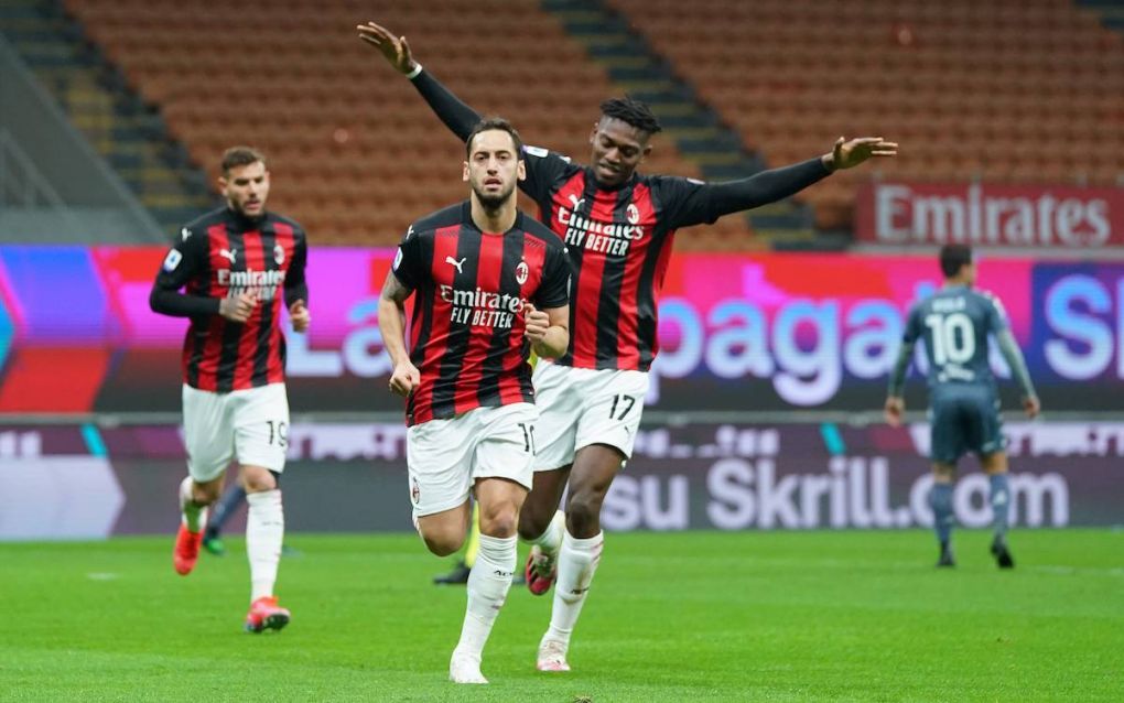 Photo LaPresse - Spada May 1th , 2021 Milan Italy Soccer A.C. Milan- Season 2020-2021 - Serie A Milan vs Benevento In the pic: celebrates after scoring Hakan Calhanoglu PUBLICATIONxNOTxINxITAxFRAxCHN Copyright: xSpadax