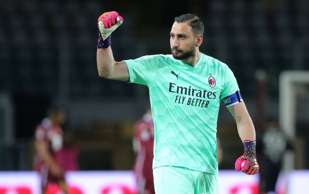 Gianluigi Donnarumma AC Milan celebrates for the goal during Torino FC vs AC Milan, Italian football Serie A match in Turin, Italy, May 12 2021 PUBLICATIONxINxGERxSUIxAUTxONLY Copyright: xLiveMedia/ClaudioxBenedettox/xIPx/xLiveMediax 0