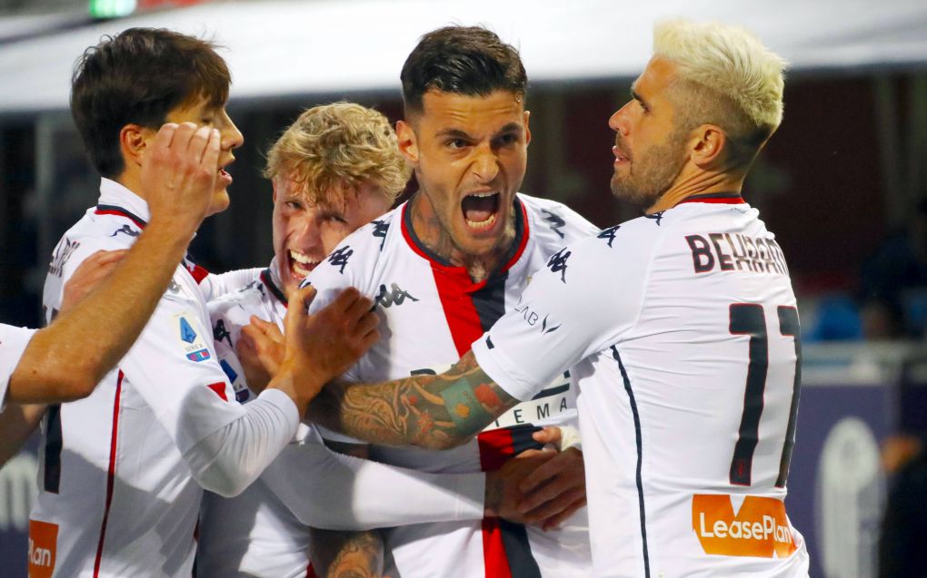 Photo Michele Nucci/LaPresse May, 12, 2021 Bologna, Italy soccer Bologna F.C. vs Genoa Football Club - Italian Football Championship League A TIM 2020/2021 - Renato Dall Ara stadium In the pic: Gianluca Scamacca Genoa Football Club jubilates after scoring the goal 0-2 on penalty PUBLICATIONxNOTxINxITAxFRAxCHN Copyright: xMichelexNucci/LaPressex