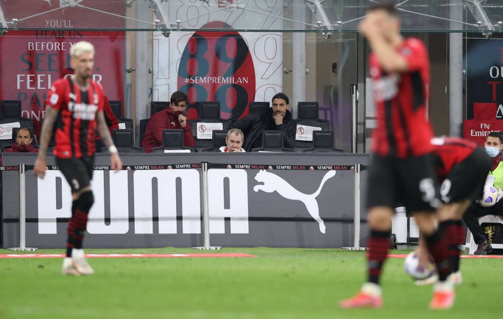 Milan, Italy, 16th May 2021. Zlatan Ibrahimovic of AC Milan sidelined through injury looks on from the bench during the Serie A match at Giuseppe Meazza, Milan. Picture credit should read: Jonathan Moscrop / Sportimage PUBLICATIONxNOTxINxUK SPI-1051-0003