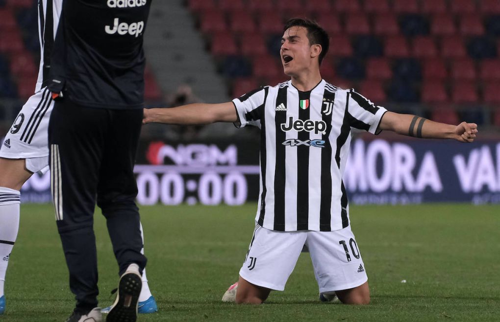 Paulo Dybala of Juventus FC celebrate The qualification at the next Champions League during the Serie A football match between Bologna FC and Juventus FC at Renato Dall Ara stadium in Bologna Italy, May 19th, 2021. Photo Federico Tardito / Insidefoto federicoxtardito