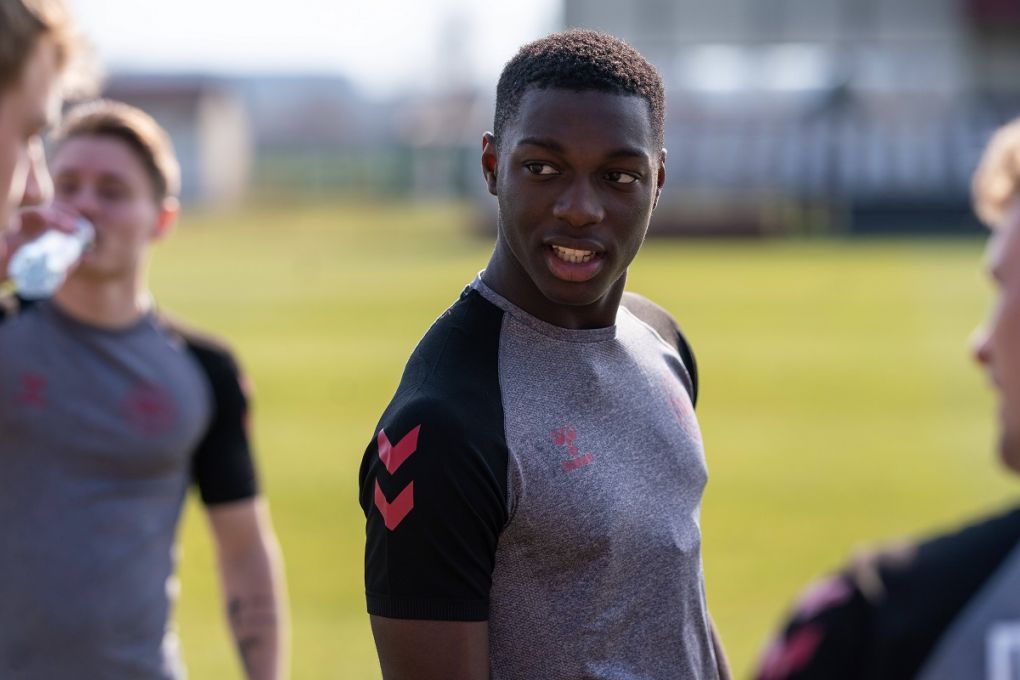 Denmark training session, UEFA EURO, EM, Europameisterschaft,Fussball U-21, Bök, Hungary Bök, Hungary. 27th, March 2021. Mohamed Daramy of Denmark seen in a training session at the Bök training facility in Bök during the UEFA EURO U-21 championship. Bök Hungary PUBLICATIONxNOTxINxDENxNOR Copyright: xGonzalesxPhoto/GastonxSzermanx