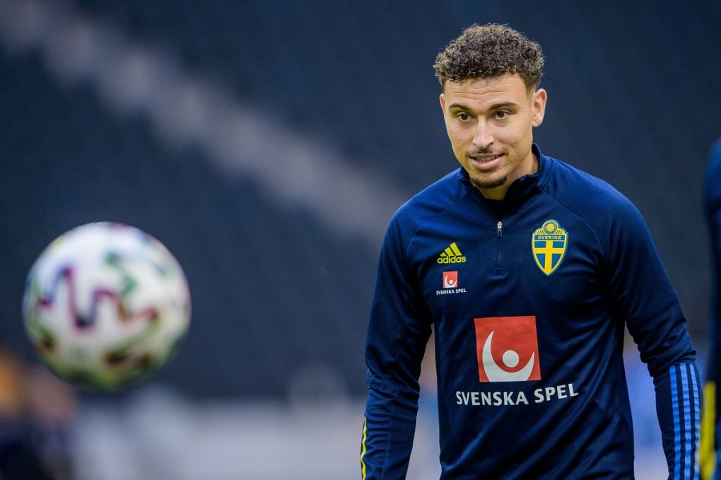 210529 Jordan Larsson of Sweden prior to the International Friendly, Länderspiel, Nationalmannschaft football match between Sweden and Finland on May 29, 2021 in Stockholm. Photo: Maxim Thore / BILDBYRAN / kod MT / MT0180 bbeng fotboll football soccer fotball träningslandskamp landskamp international friendly sverige sweden sverige a finland *** 210529 Jordan Larsson of Sweden prior to the international friendly football match between Sweden and Finland on May 29, 2021 in Stockholm Photo Maxim Thore BILDBYRAN kod MT MT0180 bbeng fotboll football soccer fotball träningslandskamp landskamp international friendly sverige sweden sverige a finland, PUBLICATIONxNOTxINxSWExNORxAUT Copyright: MAXIMxTHORE BB210529MT006