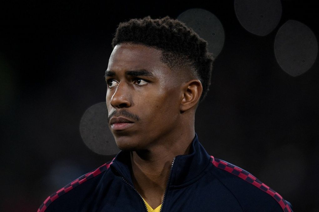 Junior Firpo of Barcelona during the UEFA Champions League Round of 16 match between Napoli and Barcelona at Stadio San Paolo, Naples, Italy on 25 February 2020. PUBLICATIONxNOTxINxUK Copyright: xGiuseppexMaffiax 26490028