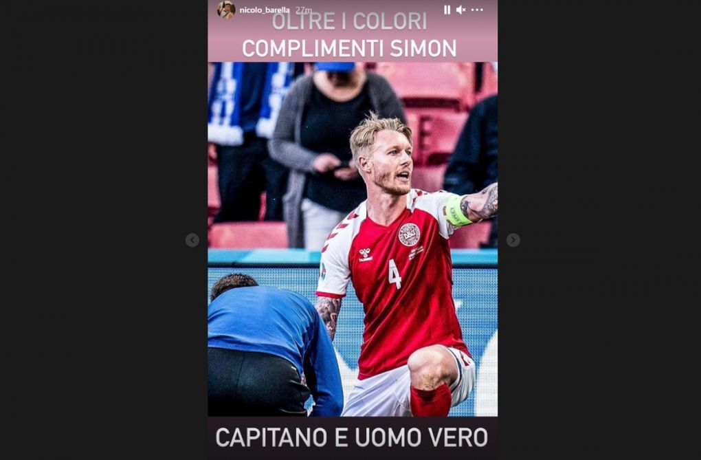 Photo: Barella sends message to Kjaer - "Kudos Simon, a ...