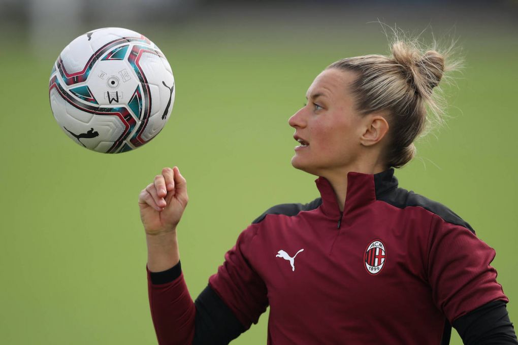 Dominika Conc of AC Milan during the warm up prior to the Serie A Femminile match at the Juventus Center, Vinovo. Picture date: 7th March 2021. Picture credit should read: Jonathan Moscrop/Sportimage PUBLICATIONxNOTxINxUK SPI-0944-0120