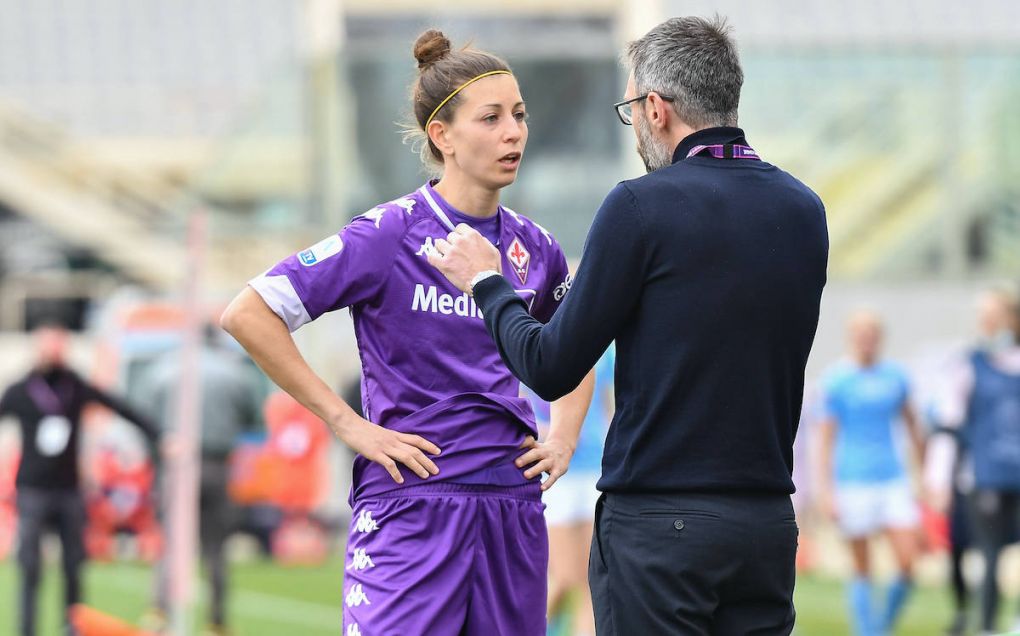 Antonio Cincotta Head Coach Fiorentina Femminile reassures Greta Adami Fiorentina Femminile during ACF Fiorentina Femminile vs Mancherster City FC, UEFA Champions League Women football match in Florence, Italy, March 11 2021 PUBLICATIONxINxGERxSUIxAUTxONLY Copyright: xLiveMedia/LisaxGuglielmix/xIPAx/xLiveMediax 0