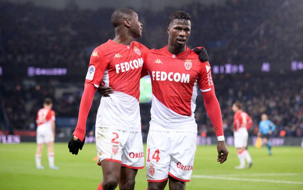 JOIE - FAIR PLAY - 14 KEITA BALDE MONA - 02 FODE BALLO TOURE MONA FOOTBALL : Paris SG vs Monaco - Ligue 1 Conforama - 12/01/2020 FEP/Panoramic PUBLICATIONxNOTxINxFRAxITAxBEL