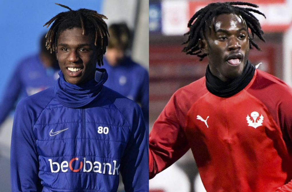 Genk s Luca Oyen and Genk s Pierre Dwomoh pictured before the start of a training session of Belgian soccer team KRC Genk in Genk, Friday 18 December 2020, ahead of the match against KV Kortrijk, on the 17th day of the Jupiler Pro League Belgian soccer championship. YORICKxJANSENS PUBLICATIONxINxGERxSUIxAUTxONLY x05923708x