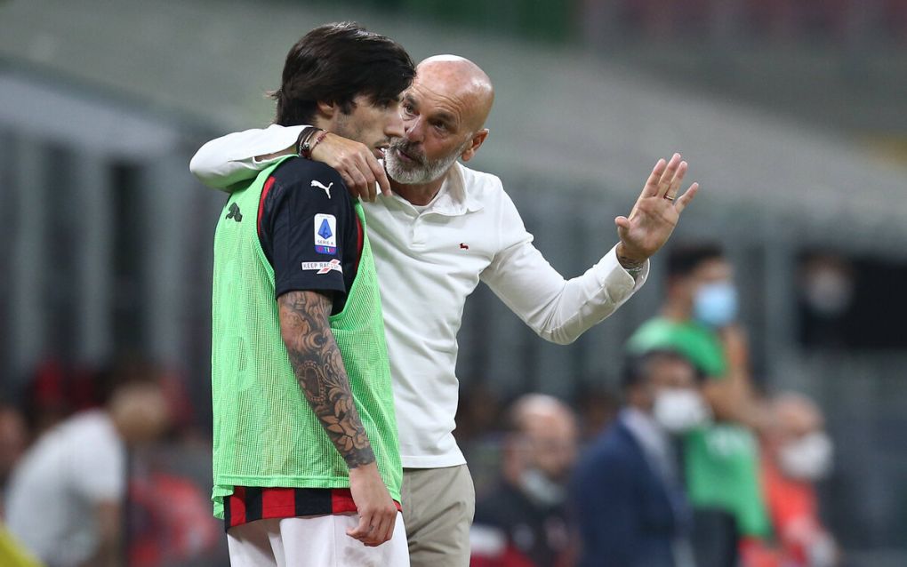 Photo LaPresse - Spada September 21 , 2020 Milan Italy Soccer A.C. Milan- Season 2020-2021 - Serie A Milan vs Bologna In the pic: Stefano Pioli , Sandro Tonali PUBLICATIONxINxGERxSUIxAUTxONLY Copyright: xSpada/LaPressex