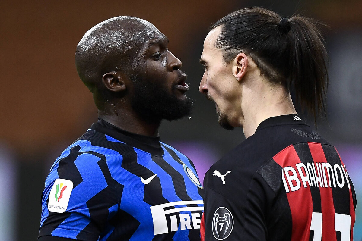 FC Internazionale v AC Milan - Coppa Italia Zlatan Ibrahimovic R of AC Milan argues with Romelu Lukaku of FC Internazionale during the Coppa Italia football match between FC Internazionale and AC Milan. FC Internazionale won 2-1 over AC Milan. Milan Italy Copyright: xNicolxCampox