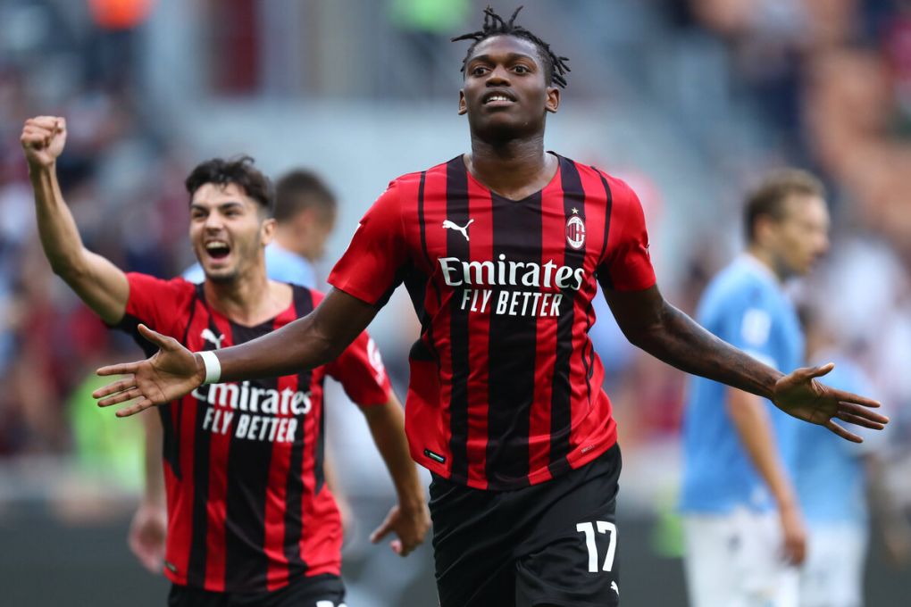 Ac Milan v Ss Lazio Rafael Leao of Ac Milan celebrates after scoring his team s first goal during the Serie A match between Ac Milan and Ss Lazio. Milano Stadio Giuseppe Meazza Italy Copyright: xMarcoxCanonierox