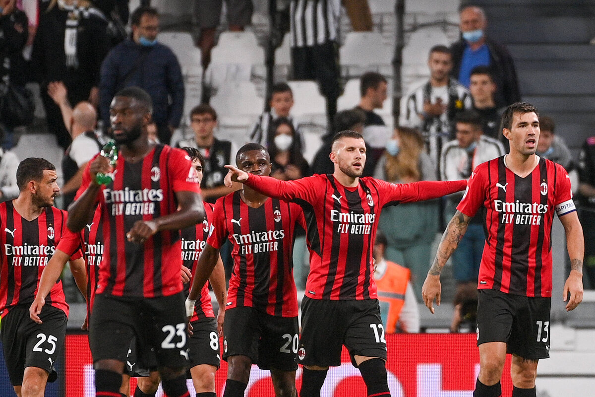 Photo Marco Alpozzi/LaPresse September 19, 2021 Turin, Italy soccer Juventus Vs Milan - Italian Football Championship League A TIM 2021/2022 - Allianz Stadium In the pic: Ante Rebic A.c. Milan celebrates goal 1-1 PUBLICATIONxNOTxINxITAxFRAxCHN Copyright: xMarcoxAlpozzi/LaPressex