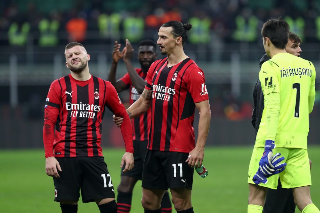 Ante Rebic and Zlatan Ibrahimovic of AC Milan