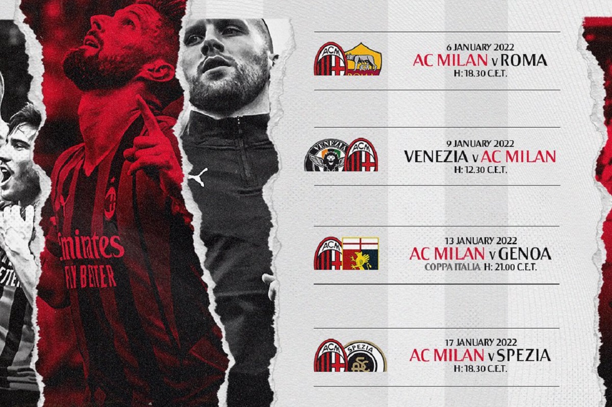 ægteskab Salme Bør Photo: Dates and times confirmed for Milan's league fixtures in January
