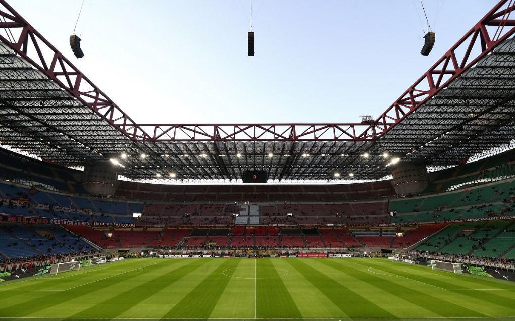 MILAN, ITALY - JANUARY 06: A general view inside before the Serie A match between AC Milan and AS Roma at Stadio Giuseppe Meazza on January 06, 2022 in Milan, Italy. (Photo by Marco Luzzani/Getty Images)