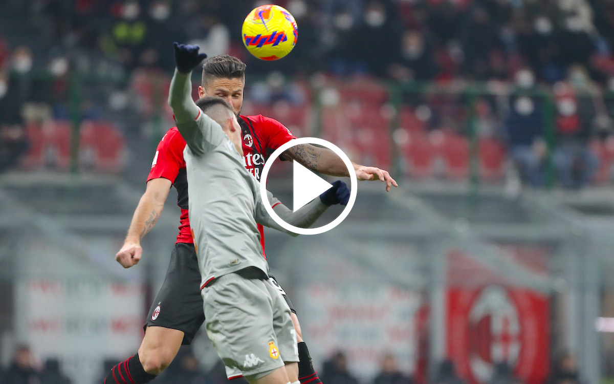Watch: Giroud brings Milan level against Genoa with thumping header