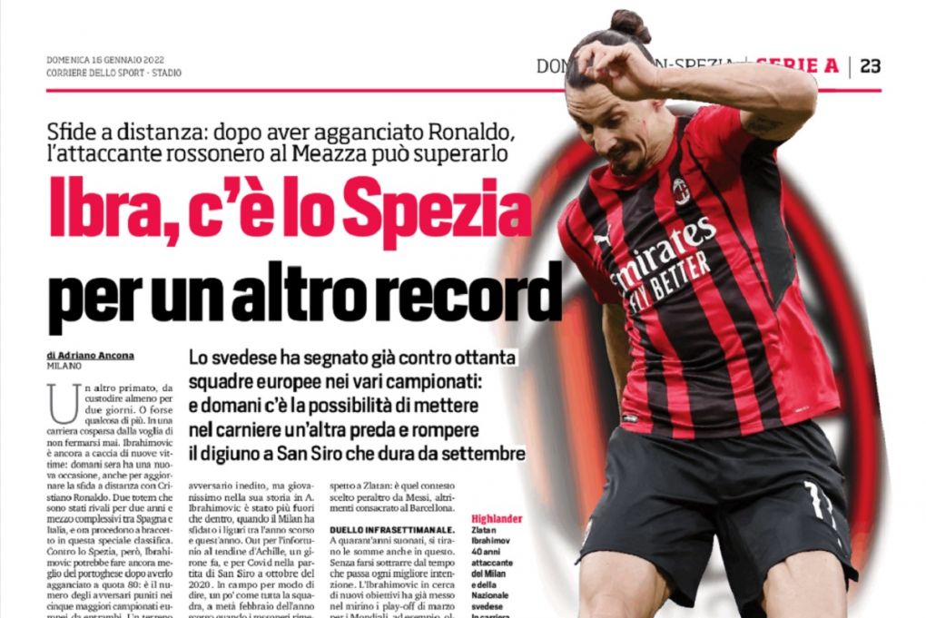 Zlatan Ibrahimovic on Corriere Dello Sport