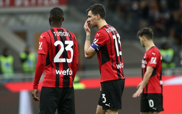 Fikayo Tomori of AC Milan and Alessio Romagnoli of AC Milan