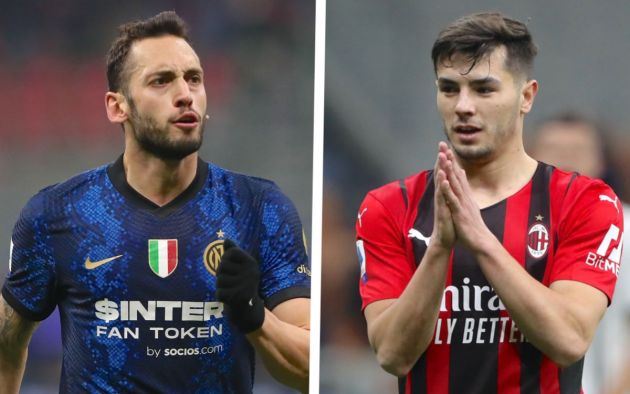 Hakan Calhanoglu of FC Internazionale Brahim Diaz AC Milan