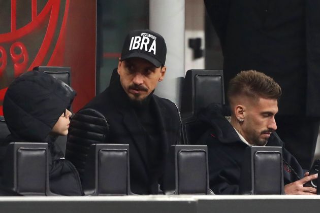 MILAN, ITALY - MARCH 01: Zlatan Ibrahimovic of AC Milan looks on from the stands during the Coppa Italia Semi Final 1st Leg match between AC Milan and FC Internazionale at Stadio Giuseppe Meazza on March 01, 2022 in Milan, Italy. (Photo by Marco Luzzani/Getty Images)