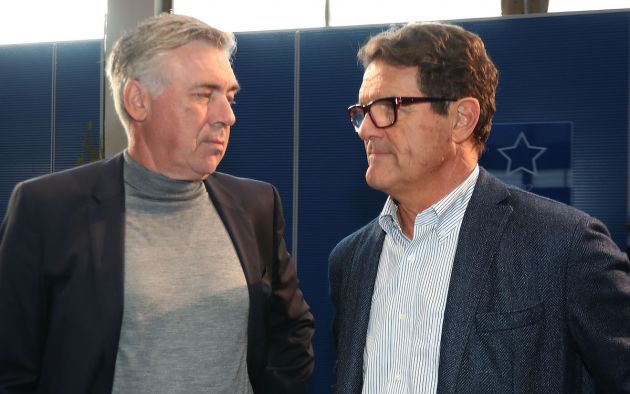 Carlo Ancelotti manager of SSC Napoli and Fabio Capello