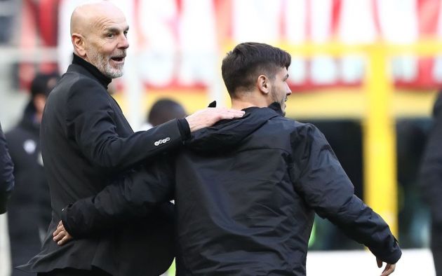 AC Milan coach Stefano Pioli embraces Brahim Diaz