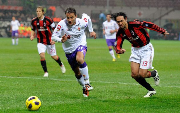 Alessandro Nesta of AC Milan and Alberto Gilardino