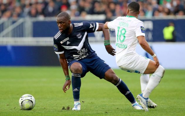 Bordeaux'sBordeaux's Cameroonian midfielder Jean Onana (L) fights for the ball with Saint-Etienne's French forward Arnaud Nordin during the French L1 football match between FC Girondins de Bordeaux and AS Saint-Etienne at the Matmut Atlantique Stadium in Bordeaux, southwestern France on April 20, 2022. (Photo by ROMAIN PERROCHEAU / AFP) (Photo by ROMAIN PERROCHEAU/AFP via Getty Images) Cameroonian midfielder Jean Onana