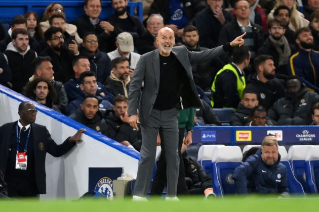 LONDON, ENGLAND - OCTOBER 05: Stefano Pioli, Head Coach of AC Milan reacts during the UEFA Champions League group E match between Chelsea FC and AC Milan at Stamford Bridge on October 05, 2022 in London, England. (Photo by Mike Hewitt/Getty Images)