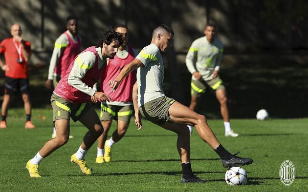 Yacine Adli and Marko Lazetic Milanello