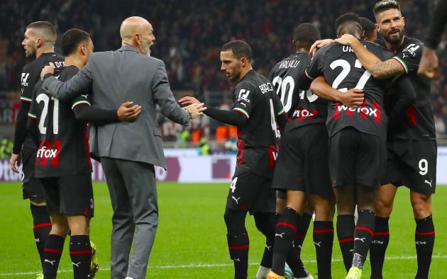 AC Milan players celebrate a team-mates goal