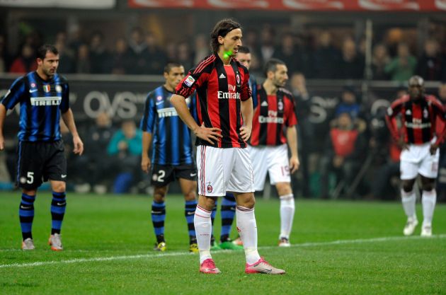 during the Serie A match between FC Inter and AC Milan at Stadio Giuseppe Meazza on November 14, 2010 in Milan, Italy.