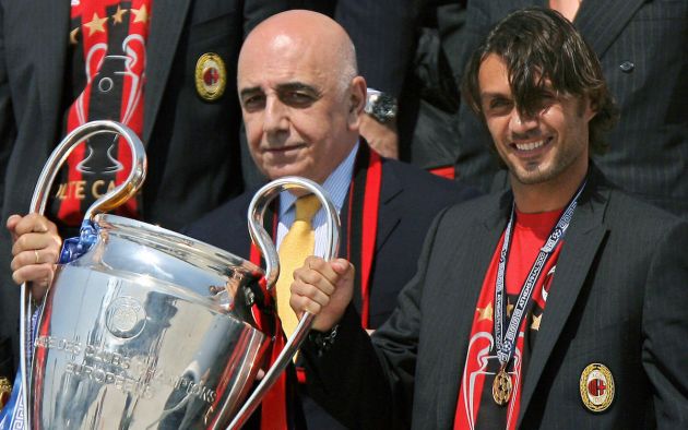 President Adriano Galliani and captain Paolo Maldini