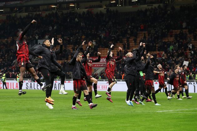 players of AC Milan celebrate their victory