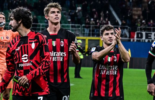 AC Milan's Belgian midfielder Charles De Ketelaere, AC Milan's Spanish midfielder Brahim Diaz