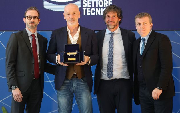 Head Coach of AC Milan Stefano Pioli receives the 'Panchina D'Oro'