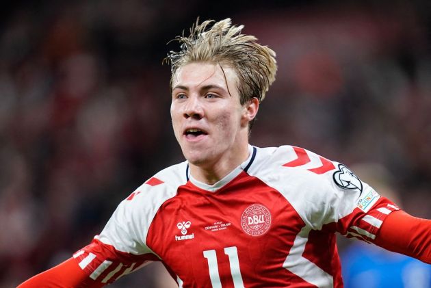 Denmark's forward Rasmus Hojlund