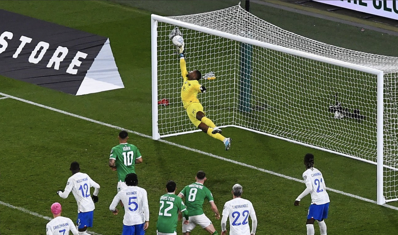 Watch: Maignan makes incredible full stretch save to deny Ireland at the  death