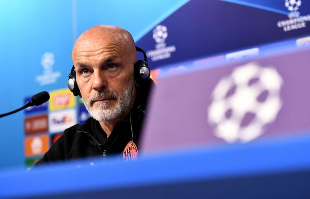 AC Milan's head coach Stefano Pioli holds a press conference